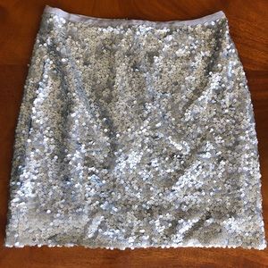 Jcrew Silver Sequin Skirt